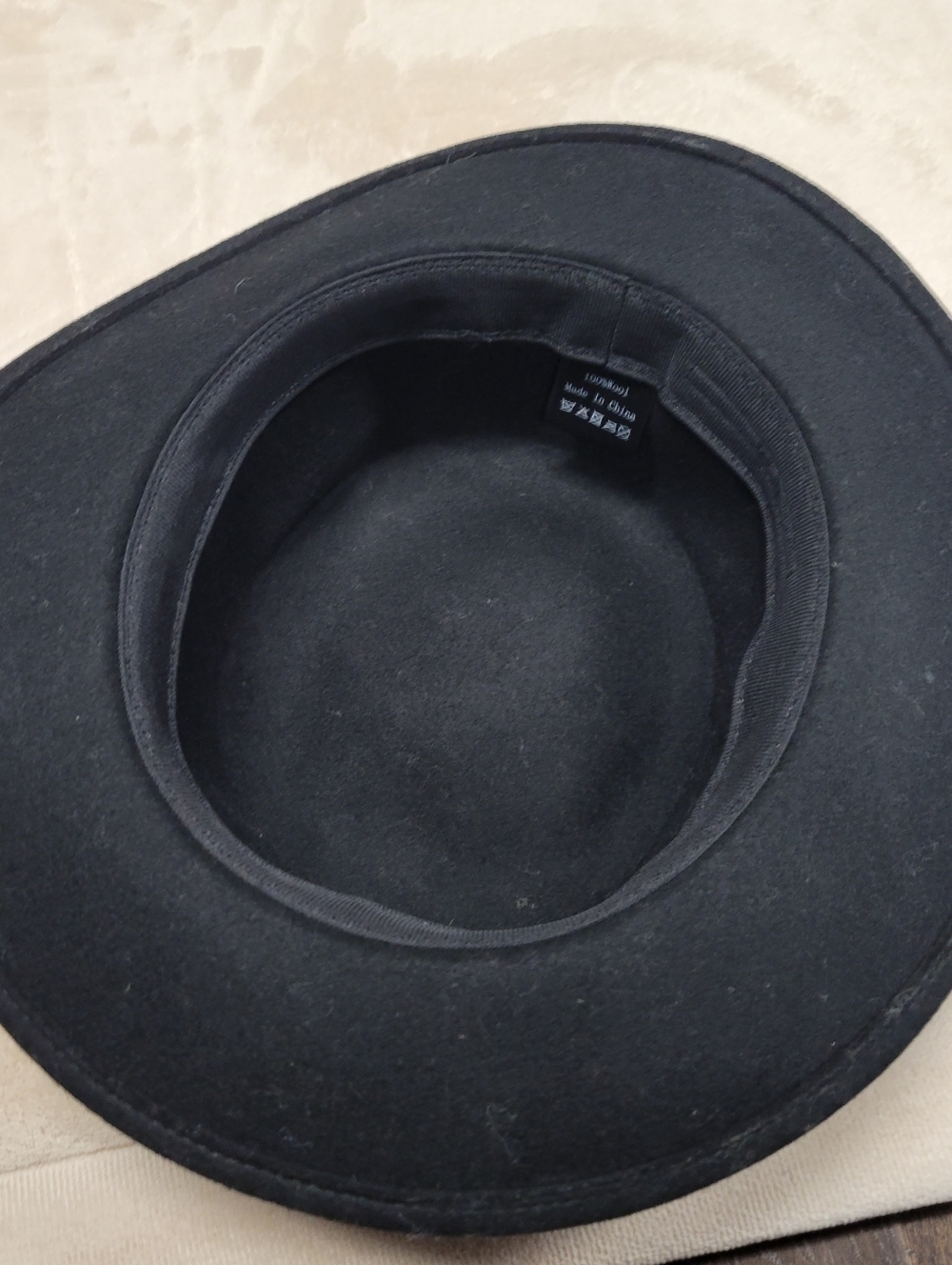 Vintage Black 100% Wool Flat Brim Bolero Hat | Wide Brim Gaucho Telescope Crown - Picture 3 of 4